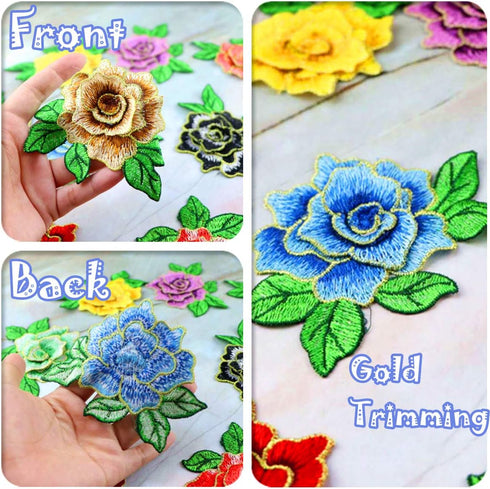 10 Pieces 3D Rose Embroidered Patch Flower Sew on Patches Applique Sewing Crafts Kit for Clothes Jeans Jackets Bags DIY Embellishments Decorations...