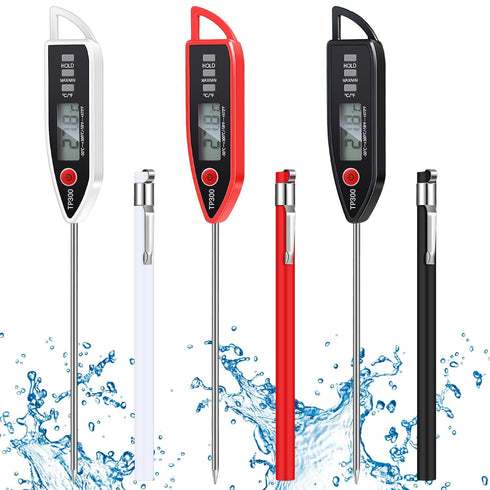 Waterproof Food Thermometer with Long Probe Digital Meat Thermometer for Water, Liquid, Candle and Cooking Instant Read Thermometer for Kitchen BB...