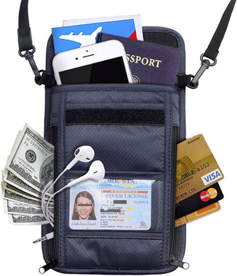 RFID Blocking Passport Holder Wallet with Neck Stash Pouch for Traveling Security Credit ID Card...