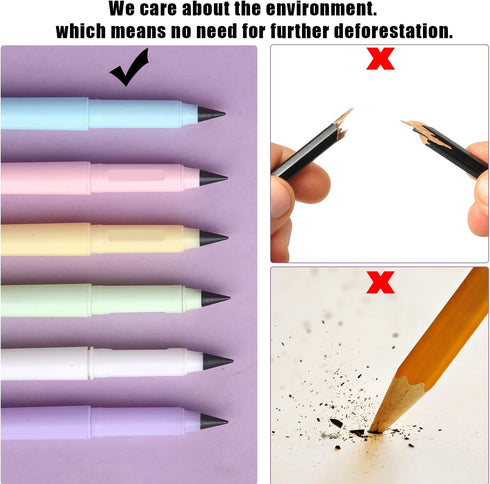 LUTER 6pcs Inkless Pencil with 6 Replacement Refills, Reusable Infinity Pencil Portable Eternal Pencil Everlasting Pencil for Writing and Drawing ...