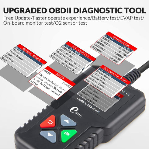 2025 Ver. EDIAG OBD2 Scanner YA-101 Auto Code Reader for Check Engine Light,O2 Sensor,EVAP Test,On-Board Monitor Test,Smog Check,OBD2 Diagnostic S...