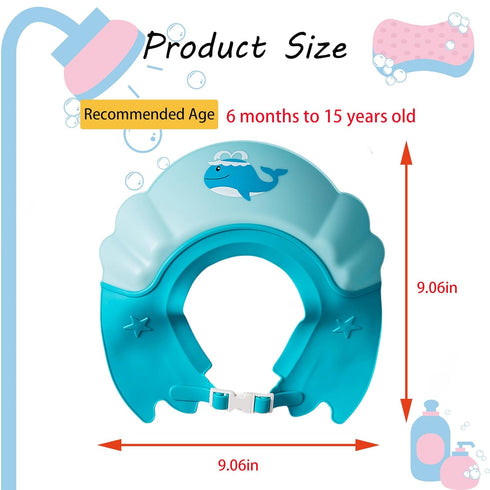 Baby Shower Cap Shield, Shower Cap for Kids, Visor Hat for Eye and Ear Protection for 0-9 Years Old Children,Cute whale shape Makes the Baby Bath ...