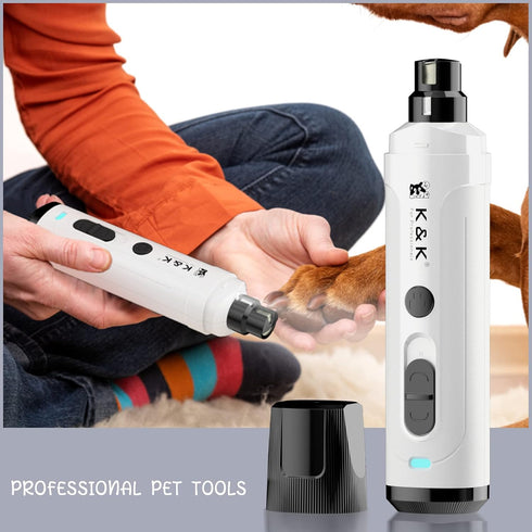 K&K Dog Nail Grinder with 2 LED Light for Large Medium Small Dogs Professional 2-Speed Powerful Electric pet Nail Clipper which Gentle and Painles...