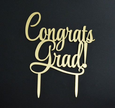 Congrats Grad Cake Topper 2025 Graduation Grad Party Decorations (Gold)...
