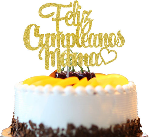 Feliz Cumpleanos Mama Cake Topper,Happy Mother's Day, Mom Birthday Party Supplies Decoration...