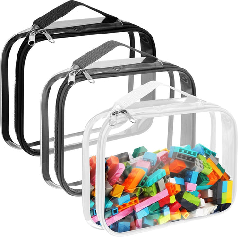 Sanwuta 3 Packs Toy Storage Bags with Zipper, Clear PVC Organizing Bags, Waterproof Toy Bags for Board Games, Building Blocks, Toys and Kids Books...