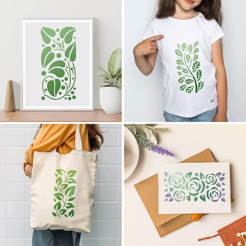 16 Pieces Leaf Painting Stencils Reusable Plant Stencil Spring Summer Fall Winter Stencil Template, DIY Stencils for Painting on Walls Doors Wood ...