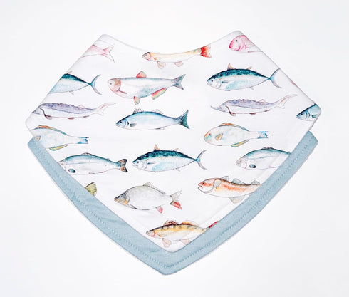 Baby Bib for Drooling and Teething - Highly Absorbent, Machine Washable, Durable, Soft Snap Closure, Pacifier Clip - Let's Go Fishing...