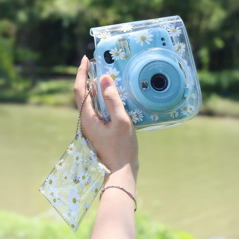 CAIYOULE Mini Photo Case Pouch for Fujifilm Instax Mini 99/12/11/9/8/7/7+/EVO/SQ Instant Camera Films Vogue Clear Picture Holder Bag (Star & Daisy...