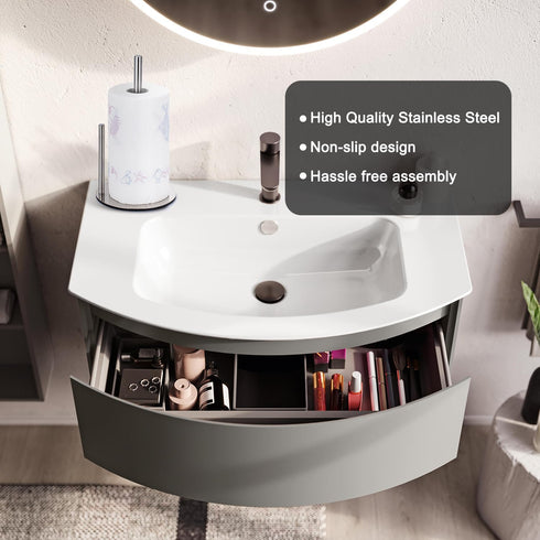 Silver Paper Towel Holder Kitchen Roll Holder, One-Handed Operation Tissue Paper Rack, Premium Stainless Steel Bathroom Chorme Paper Towel Holder ...