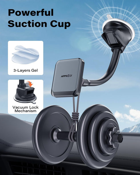 APPS2Car for MagSafe Car Mount, Hands Free Car Magnet Phone Mount, 360° Rotation Magnetic Car Mount for Cell Phone, Magnet Phone Holder for Car Co...
