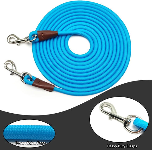 Tie Out Rope Dog Leash, 8/10/ 15/20/ 30FT Heavy Duty Nylon Check Cord for Medium Large Dogs Indoor/Outdoor Playing Camping Backyard (3/8" x 15ft, ...