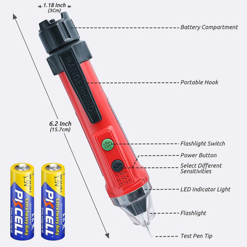Voltage Tester, RANGERHINO Non-Contact Voltage Tester, Electrical Tester, AC 12V-1000V, Circuit Tester Dual Range LED Display, Buzzer Alarm with F...