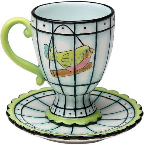 Flights of Fancy Bird Cup/Saucer Set, 3-1/2-Inch...