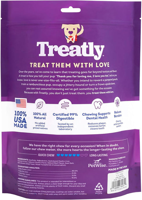 USA Beefhide Chips Dog Chew Treats - Chicken & Beef Flavor, 12oz/1 Pack...