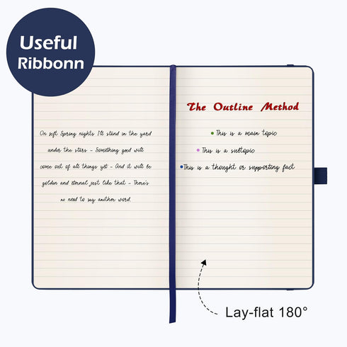 Ruled Notebook/Journal - Classic Lined Journal/Notebook, 5.3'' x 8.26'', Hardcover with Thick Paper, Banded + Pen Holder +Inner Pocket - Dark Blue...