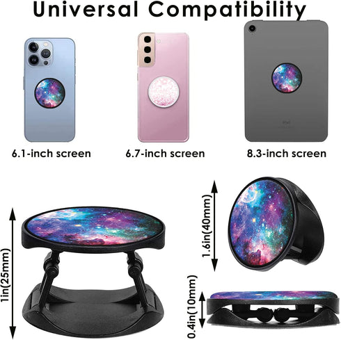 2 Pack Cell Phone Stand Foldable Expanding Phone Sockets Finger Grip Holder for Smartphone and Tablets - Nebula Galaxy+Glitter Pink...