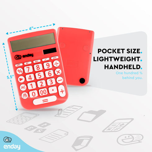 Calculator for Students Red, Basic Calculator 12 Digits Solar Powered Calculators Large Display Office Desktop Calculator Four Function Handheld D...