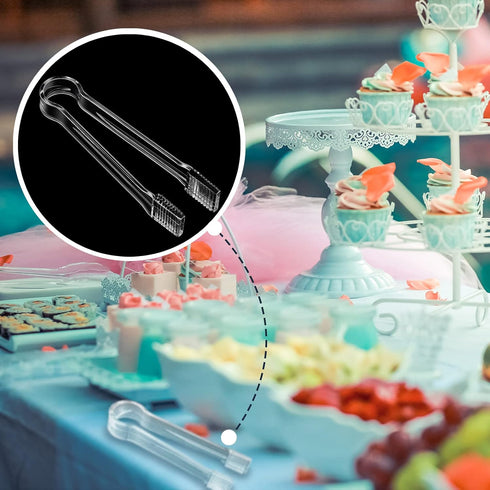 Patelai 10 Pieces Small Plastic Serving Tongs for Appetizers Clear Plastic Mini Sugar Cube Buffet Ice Tongs for Dessert Tea Coffee Party Bar Appet...