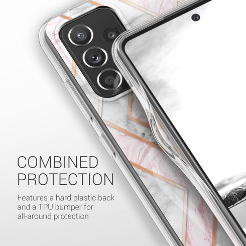 kwmobile Case Compatible with Samsung Galaxy A52 / A52 5G / A52s 5G - Case Clear TPU Cover with Design - Glory Mix 2 Rose Gold/White/Dusty Pink...