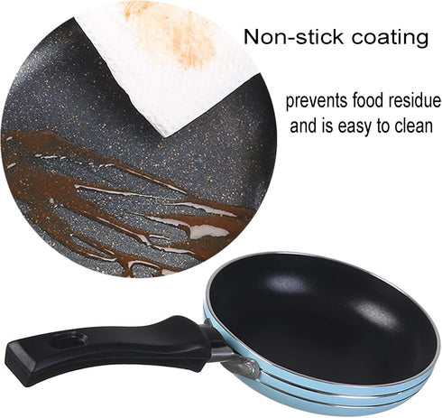 Zoofen 4.7" Frying Pan Mini Round Egg Skillet Non Stick One Egg Fry Pan Breakfast Pan with Long Handle...