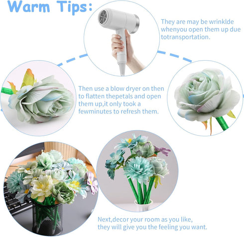 Flower Pens, 15 Pieces Valentine Artificial Rose Pens Mixed Floral Pens Gel Ink Pens Ballpoint Pen with for Birthday Party Wedding Mother Girlfrie...