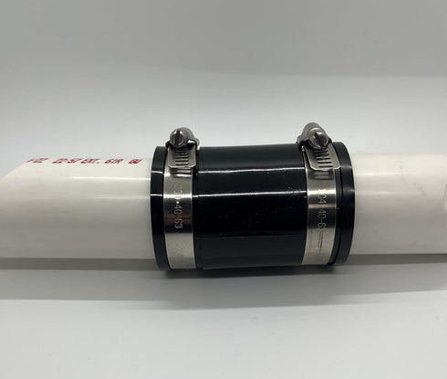 Flexible PVC Coupling With Stainless Steel Clamps 1-1/2", Black...