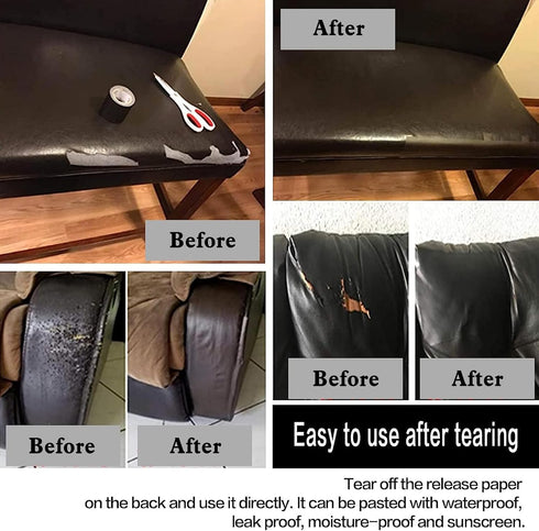 Leather Repair Patch Leather Repair Tape Self-Adhesive Cuttable Vinyl Leather Repair Kit for Couches Sofa Car Seat Furniture Cabinets Chair (3.9X7...