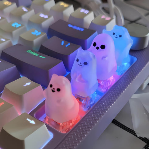 Artisan Keycaps - Cute Ghost keycaps Shine Through Keycaps Resin Keycaps Custom Keycaps Escape Handmade Keycap for Mechanical Keyboard Key cap (Fi...
