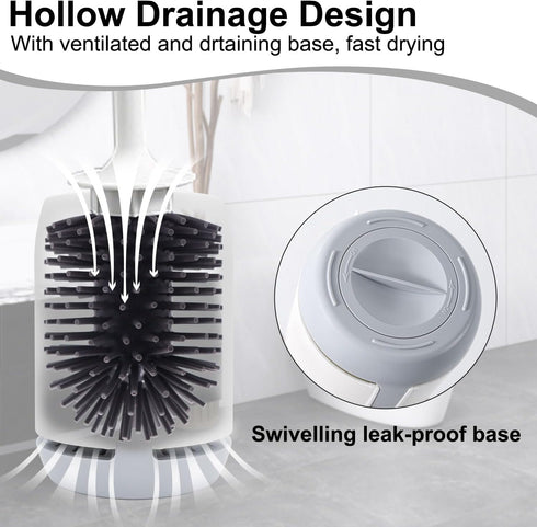 RV Toilet Bowl Brush and Holder, Ventilated Toilet Cleaner Brush with Long Handle and Flexible Bristles, Wall Mount for Motorhome Travel, Travel T...