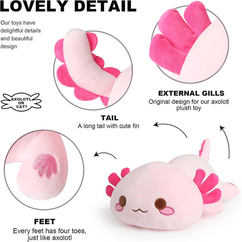 Onsoyours Cute Axolotl Plush, 19" Soft Large Stuffed Animal Salamander Big Plush Pillow, Kawaii Plushie Toy for Kids (Pink Axolotl A, 19")...