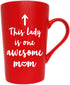 This Lady is One Awesome Mom Coffee Mug Christmas Gifts, Funny Quote Cup for Mother's Day or Valentine's Day from Daughter Son or Husband, Red 12 ...