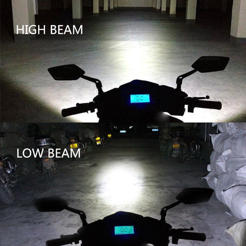 YM E-Bright BA20D Motorcycle bulb Lamp 3 COB 18W LED Bulbs High Low Beam White Pack of 2...