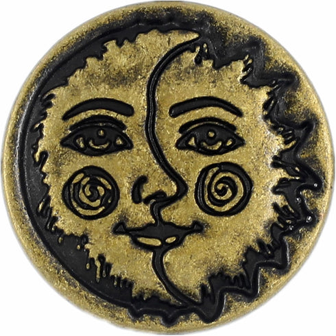 Bezelry 12 Pieces Sun Moon Face Symbol Metal Shank Buttons. 20mm (3/4 inch) (Antique Brass)...