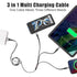 2Pack 4ft Multi-USB Charger Cable Retractable 3-in-1 Multi-Charging Cable Adapter with Type-C/IP/Micro USB Port Connector, Compatible with Cell Ph...
