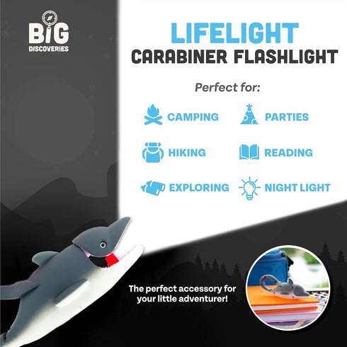 Sun Company Big Discoveries LifeLight Animal Carabiner Flashlight – Fun Mini Animal Keychain Flash Lights for Kids, Adults, Nurses (Dolphin)...