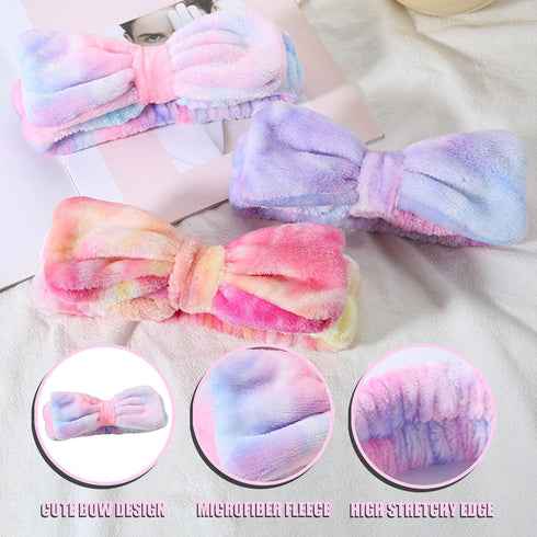 3 Pack Makeup Headband for Women, Skincare Headband, Spa Headband for Washing Face, Lovely Soft Bow Hair Band Head for Women...