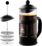 OVENTE French Press Coffee Maker 12 Ounce with Heat Resistant Borosilicate Glass & Stainless Steel 4-Level Filtration System, Portable Cold Brew C...