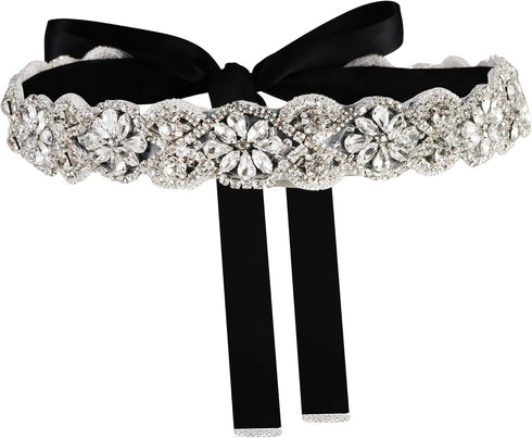 yanstar Handmade Wedding Belt Bridal Belts and Sashes Crystal Rhinestone Ribbon Belt for Wedding Dress Bridesmaid Prom Gowns...
