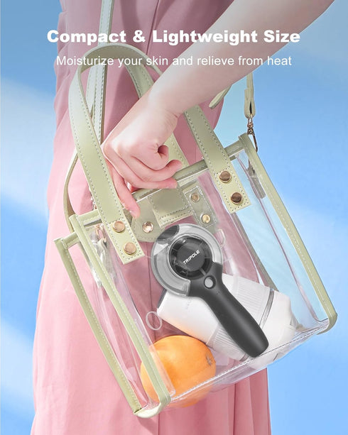 TriPole Misting Fan Portable Handheld Fan with Mist, 4000mAh Rechargeable Personal Mister Fan with 40ml Water Tank, High-Speed Airflow Mini Water ...