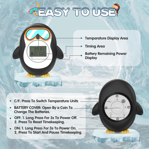 Bath Thermometer for Baby, Safety Pregnancy Bathtub Thermometer with Battery Power Display Feature, Floating Water Temperature Gauge, Auto On/Off ...