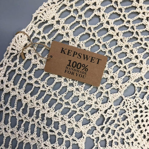 KEPSWET Cotton 36 inch Round Sunflower Beige Handmade Crochet Lace Tablecloth Doily...