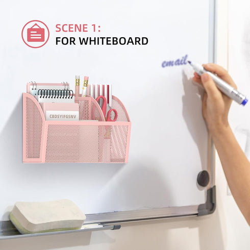 DALTACK Magnetic Pencil Holder Magnetic Shelf for the Whiteboard 3-Grid Mesh Magnetic Pen Holder for Refrigerator Magnetic Organizer Locker Access...