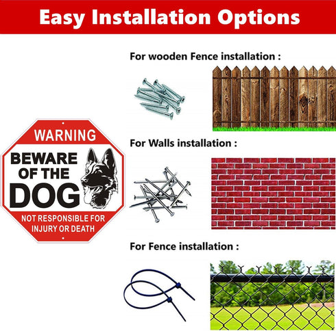Warning Beware of Dog Sign 10 x 10 Inches - Rust Free Aluminum Dog Warning Signs, Not Responsible for Injury Or Death Warning Dog Sign for Home, B...