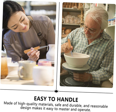 EXCEART 6 Pcs Engraving Patch Wooden Handle Fettling Polymer Clay Tools Polymer Pocket Fettling Japanese Pocket Wooden Clay Tools Art Tool Stainle...