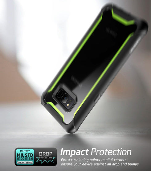 i-Blason Ares Full-Body Rugged Clear Bumper Case with Built-in Screen Protector for Samsung Galaxy S8+ Plus 2017 Release, Black/Green...