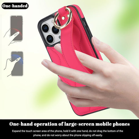 Compatible with iPhone 13 Pro Case 6.1 Inch with Ring and Finger Strap, Shockproof Stylish Protective Cover for iPhone 13 Pro (Rose-red)...
