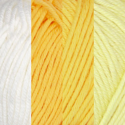 JubileeYarn Bamboo Cotton Sport Yarn - 50g/Skein - Shades of Yellow - 4 Skeins......