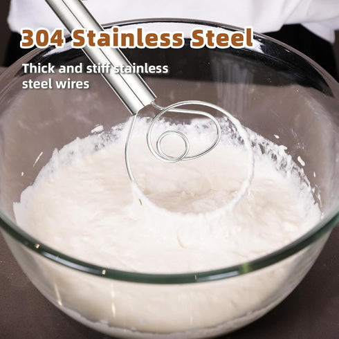 Jillmo Danish Dough Whisk, 12inch Stainless Steel Bread Whisk...