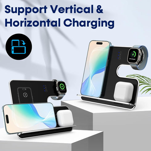 3-in-1 Wireless Charger for Apple Fanboys: Aluminum Alloy Charging Station for iPhone Apple Watch and Airpods - Detachable Travel Charger for Mult...